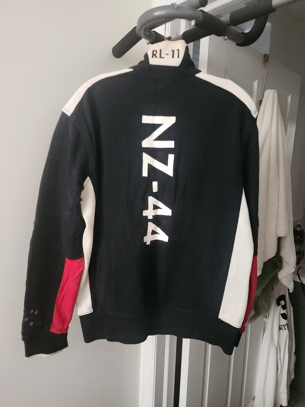 Polo by Ralph Lauren Thick Black Pullover Half-Zip with White & Red Accents. - Picture 3 of 9